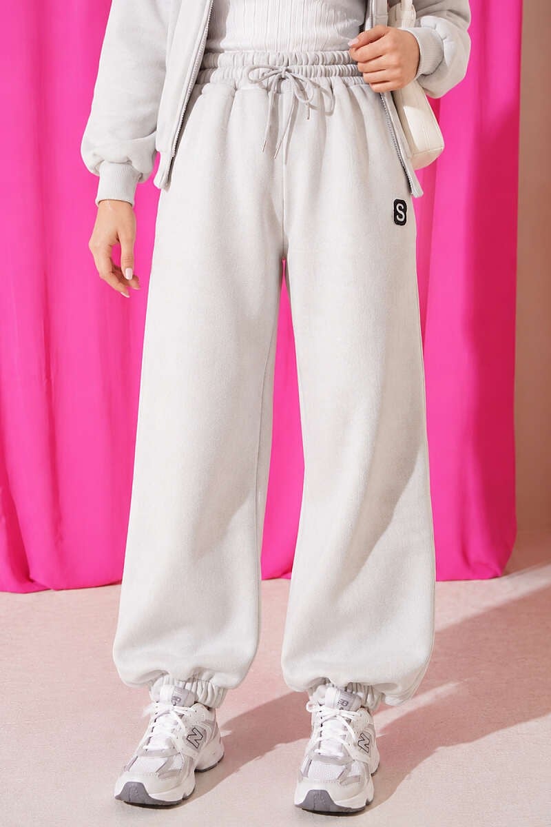 S Armalı Şardonlu Jogger Pantolon Gri