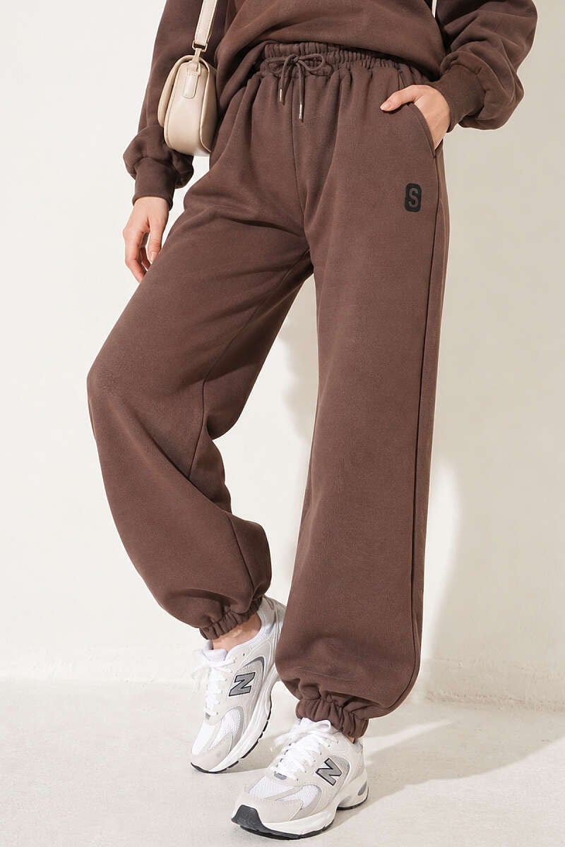 S Armalı Şardonlu Jogger Pantolon Vizon