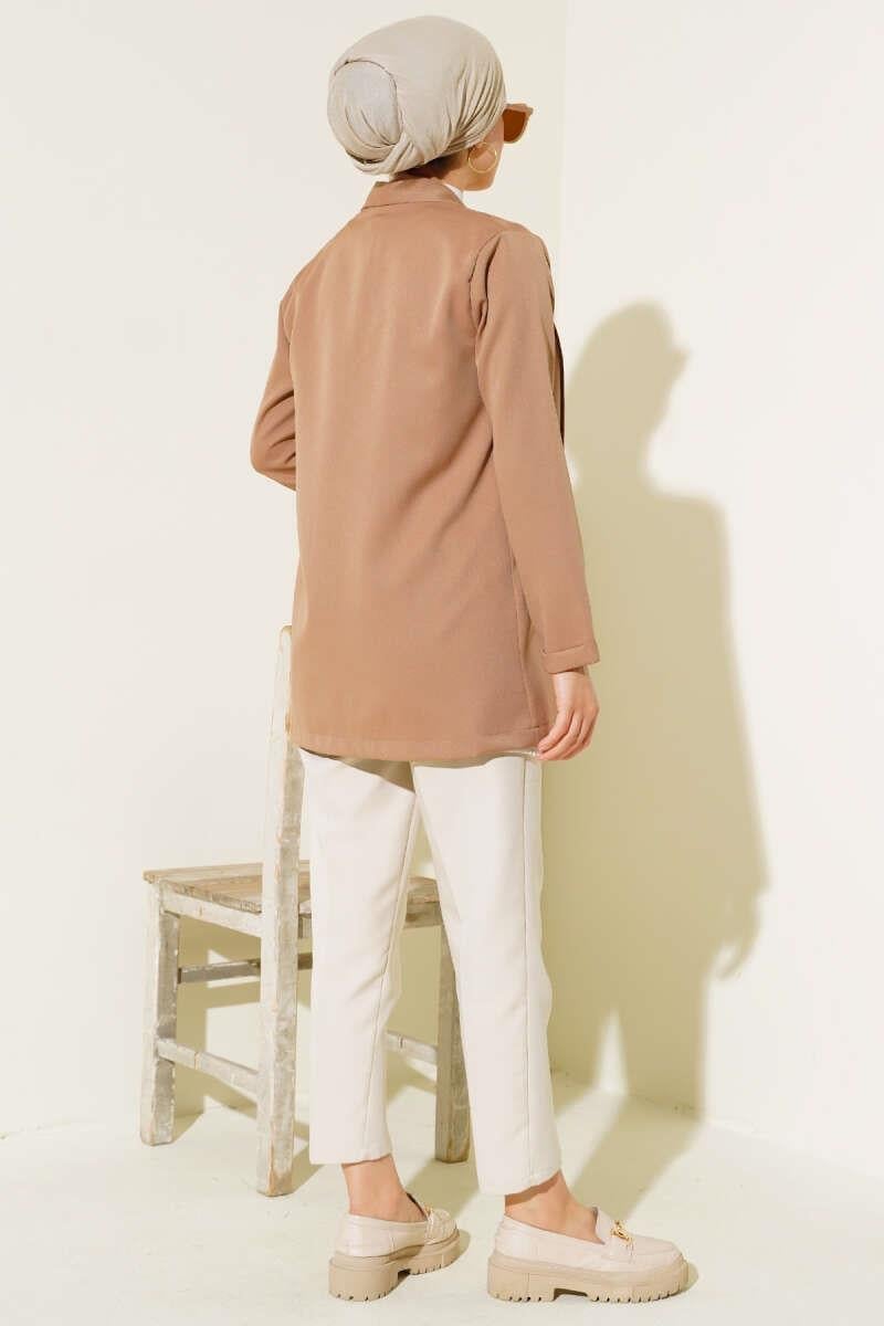 Şal Yaka Basic Ceket Camel