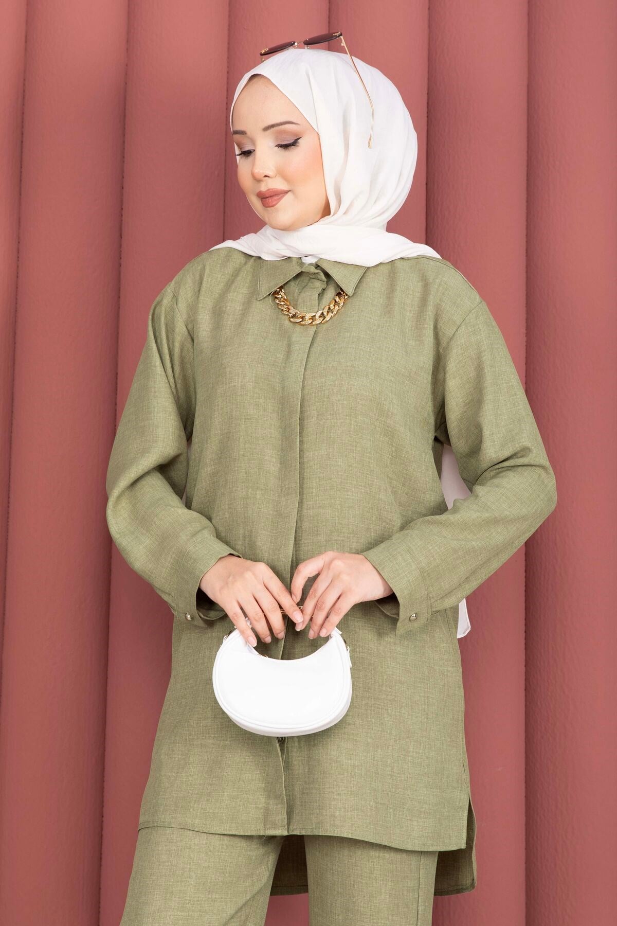 Salaş Kesim Tunik Pantolon İkili Takım Haki