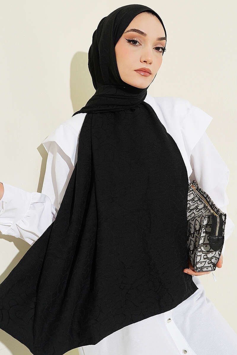 Sarmal Desen Pamuk Ayrobin Şal Siyah
