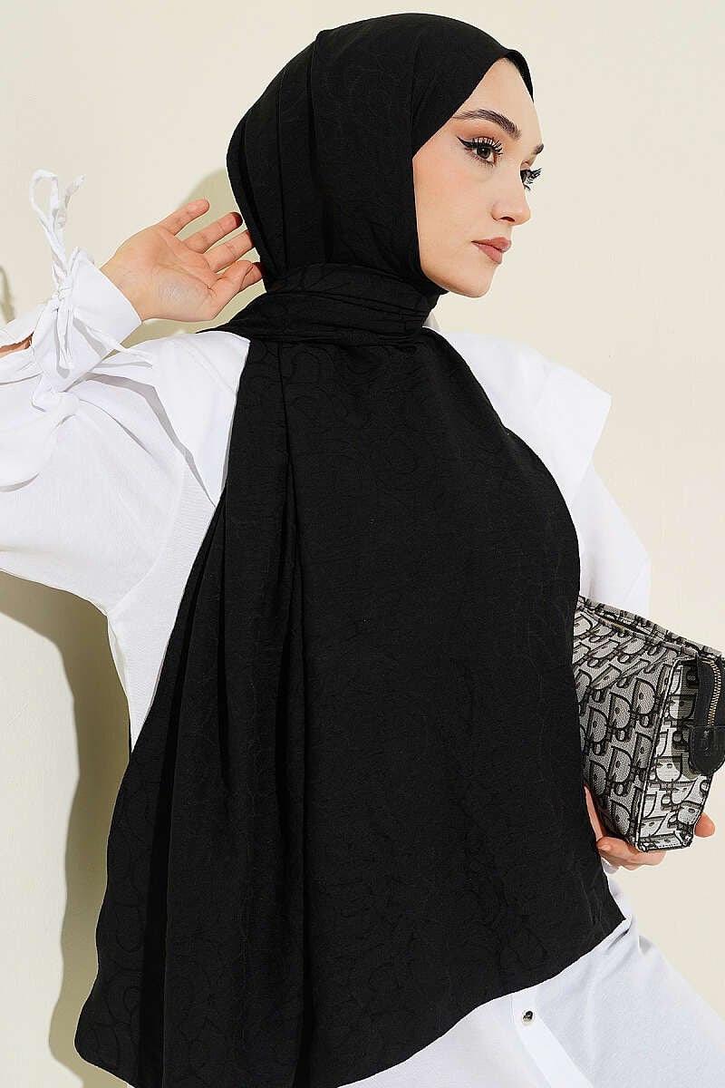 Sarmal Desen Pamuk Ayrobin Şal Siyah