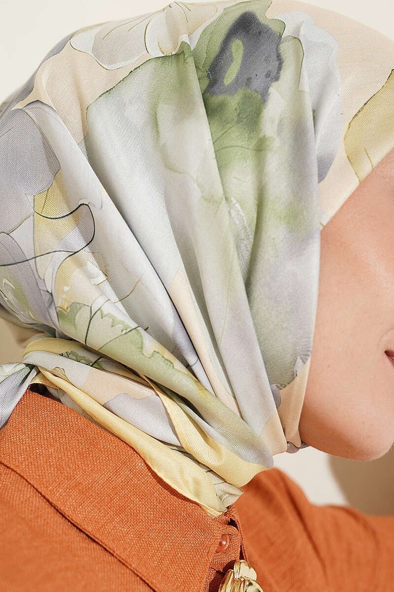 Soft Çiçek Desenli Eşarp Sarı