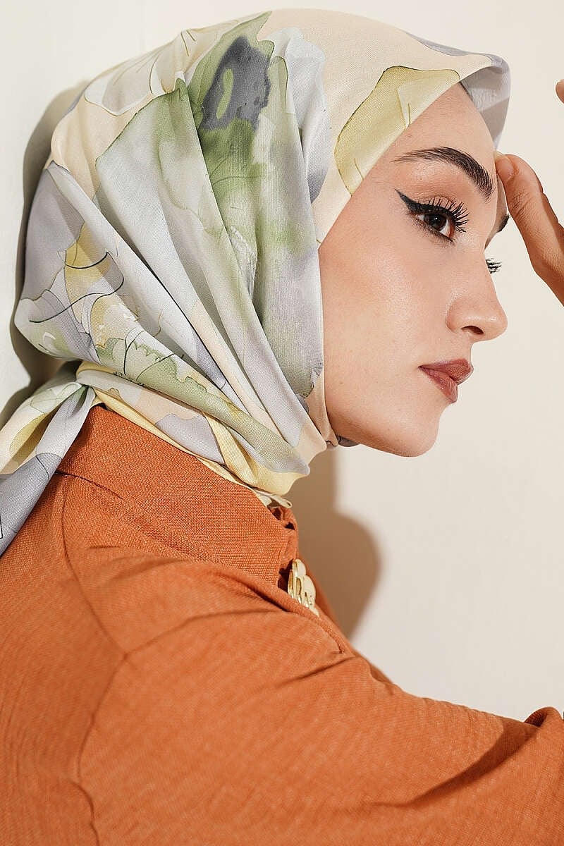 Soft Çiçek Desenli Eşarp Sarı