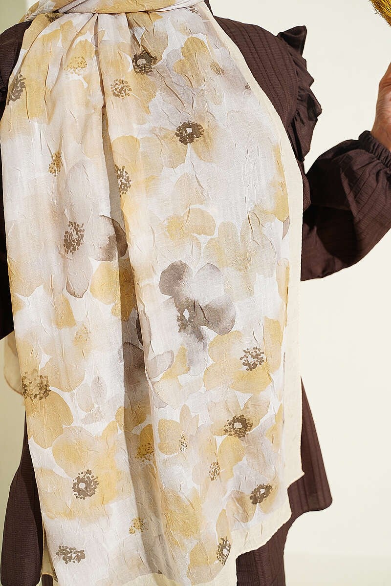 Soft Flora Bambu Kraş Şal Sarı