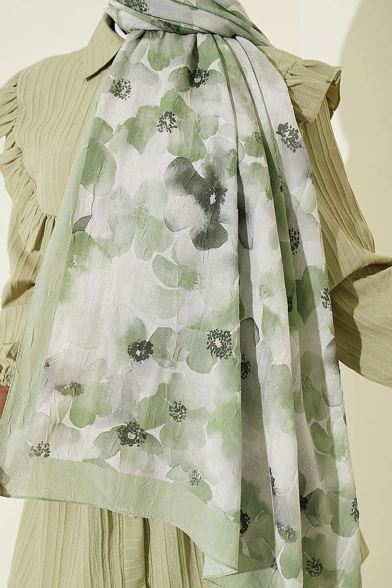 Soft Flora Bambu Kraş Şal Su Yeşili