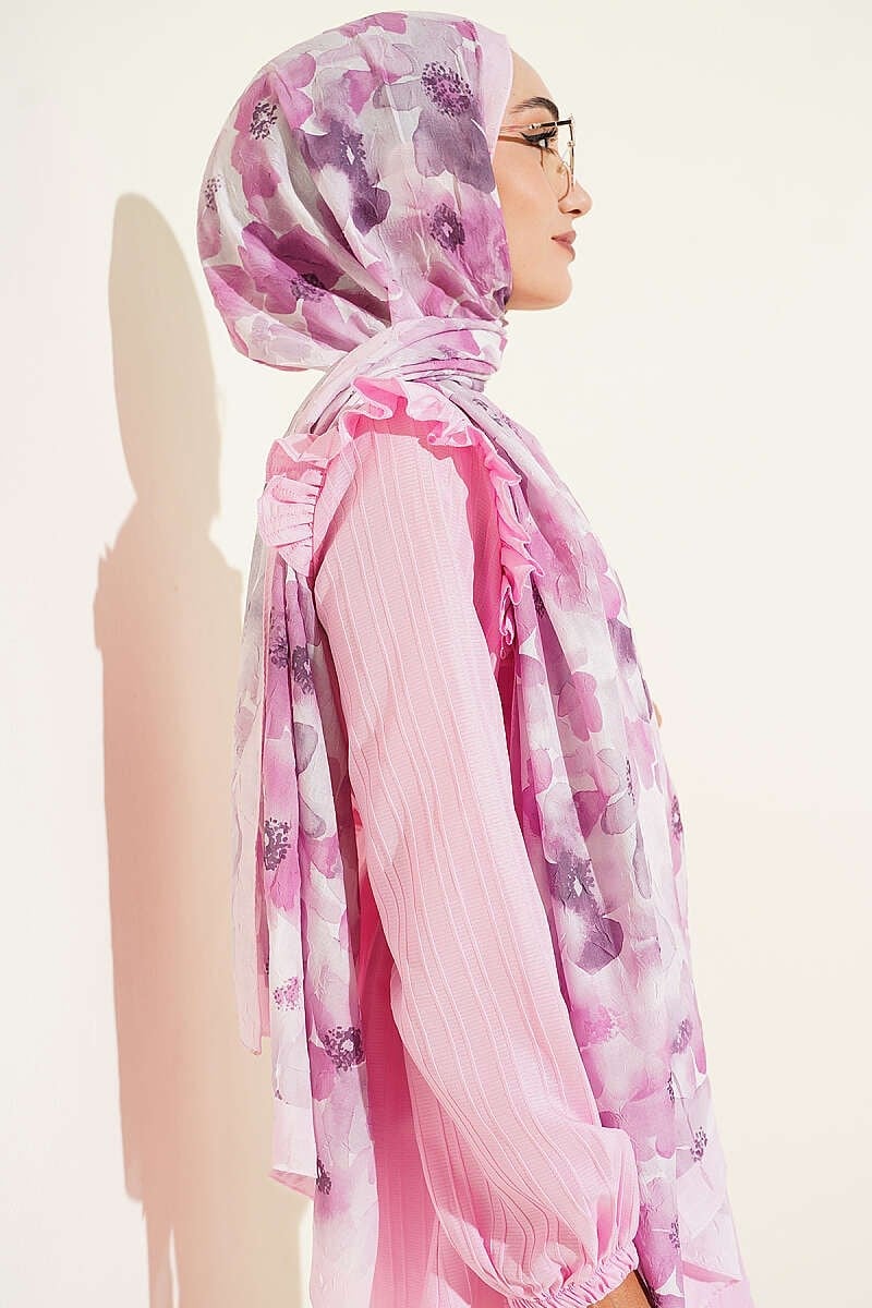 Soft Flora Bambu Kraş Şal Toz Pembe