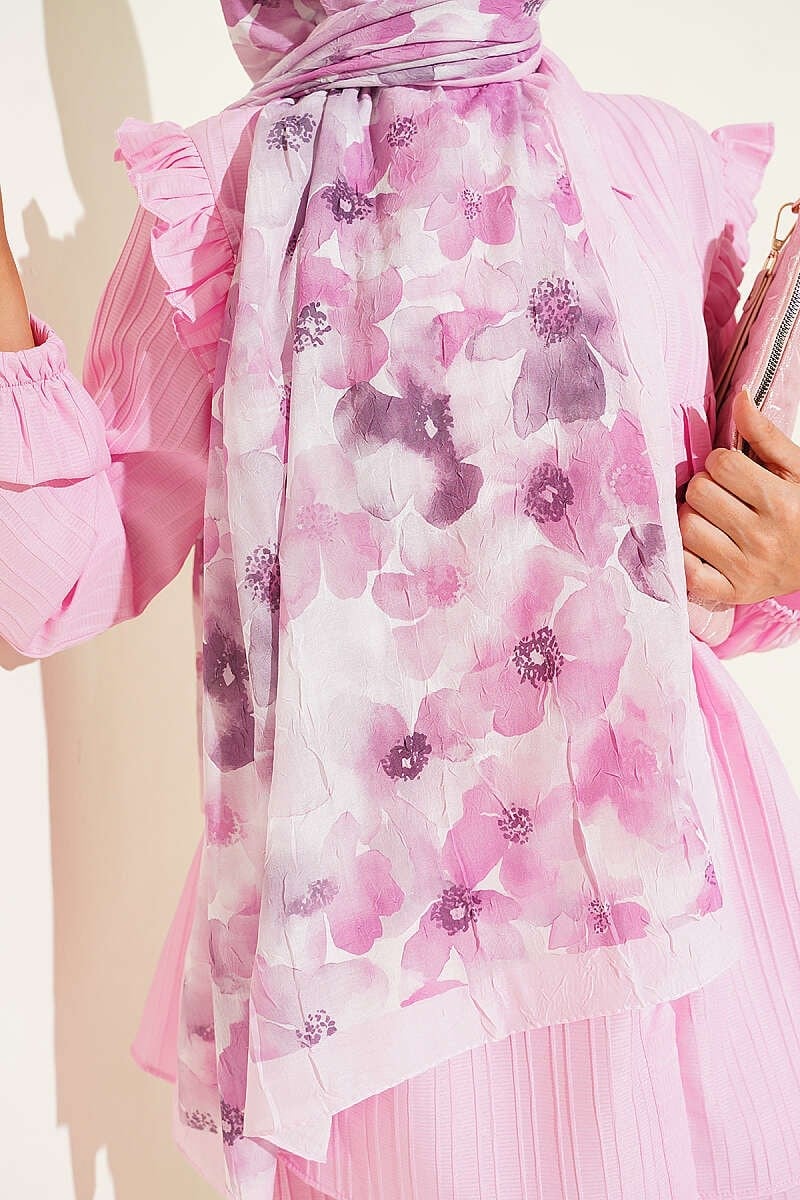 Soft Flora Bambu Kraş Şal Toz Pembe