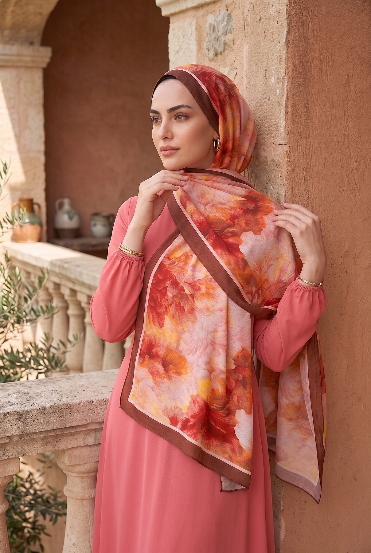 Soft Floral  Şal Serisi Bordo