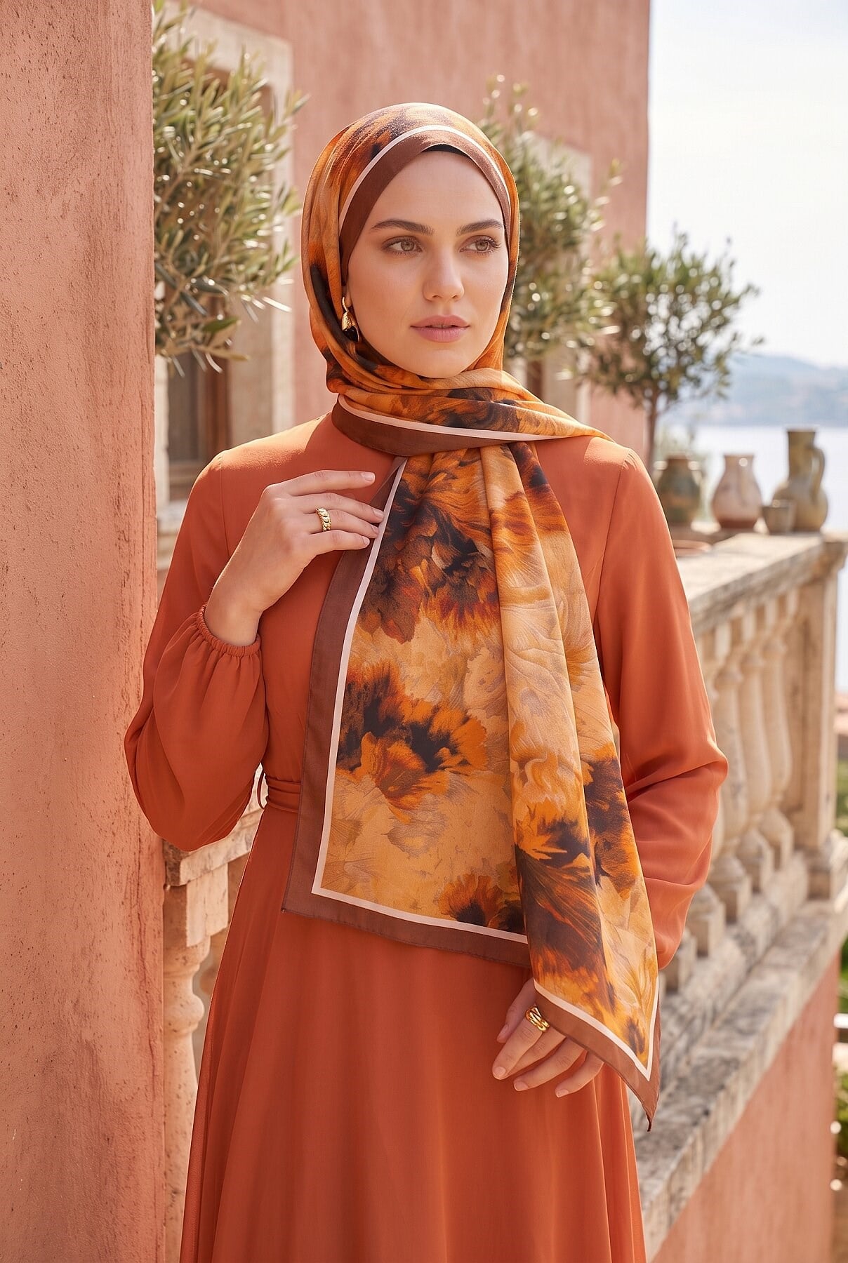 Soft Floral  Şal Serisi Kahve