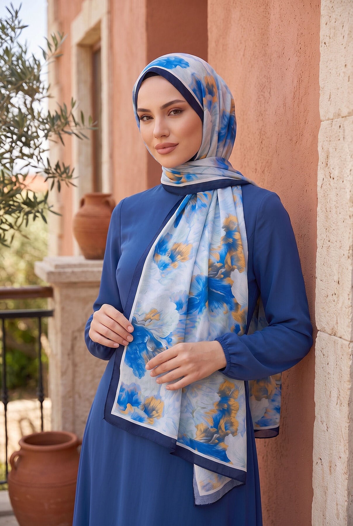 Soft Floral  Şal Serisi Lacivert