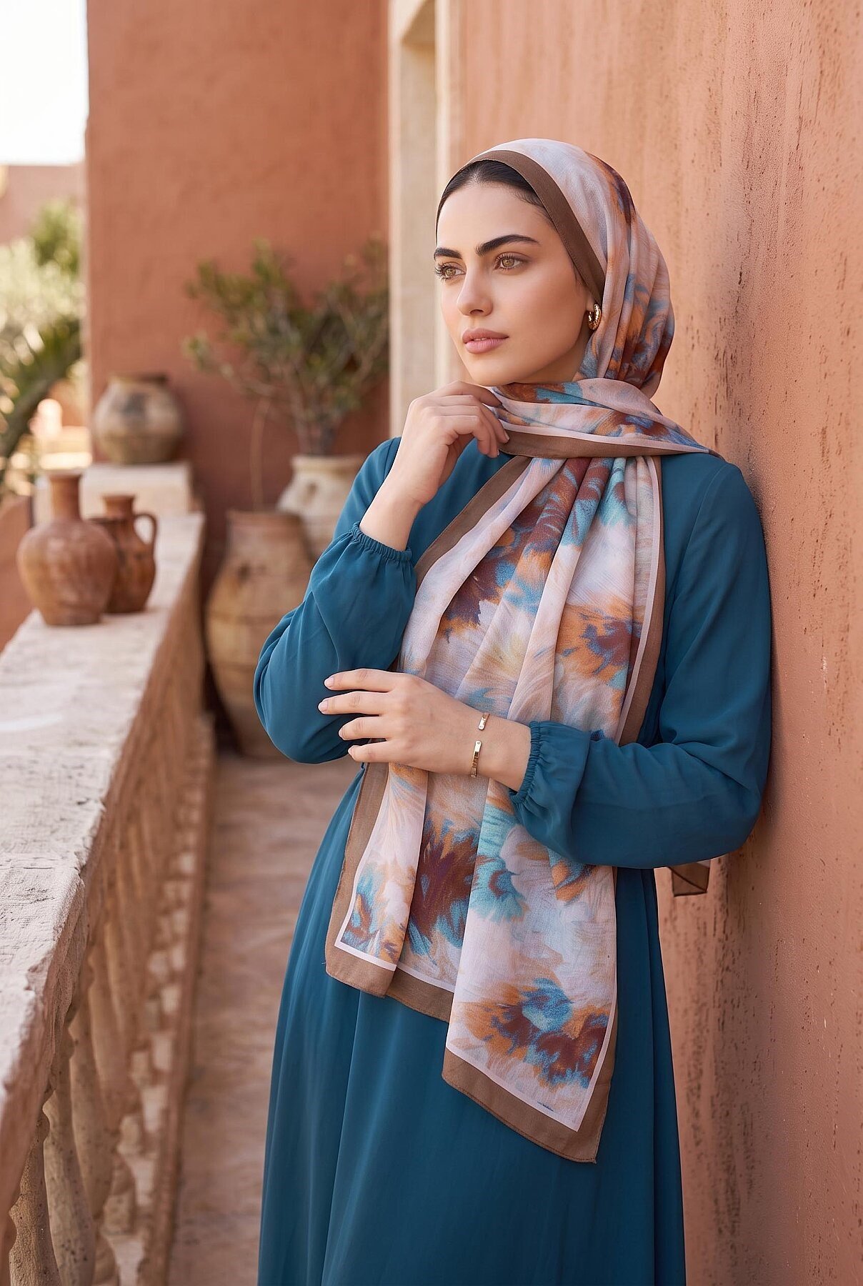 Soft Floral  Şal Serisi Taba