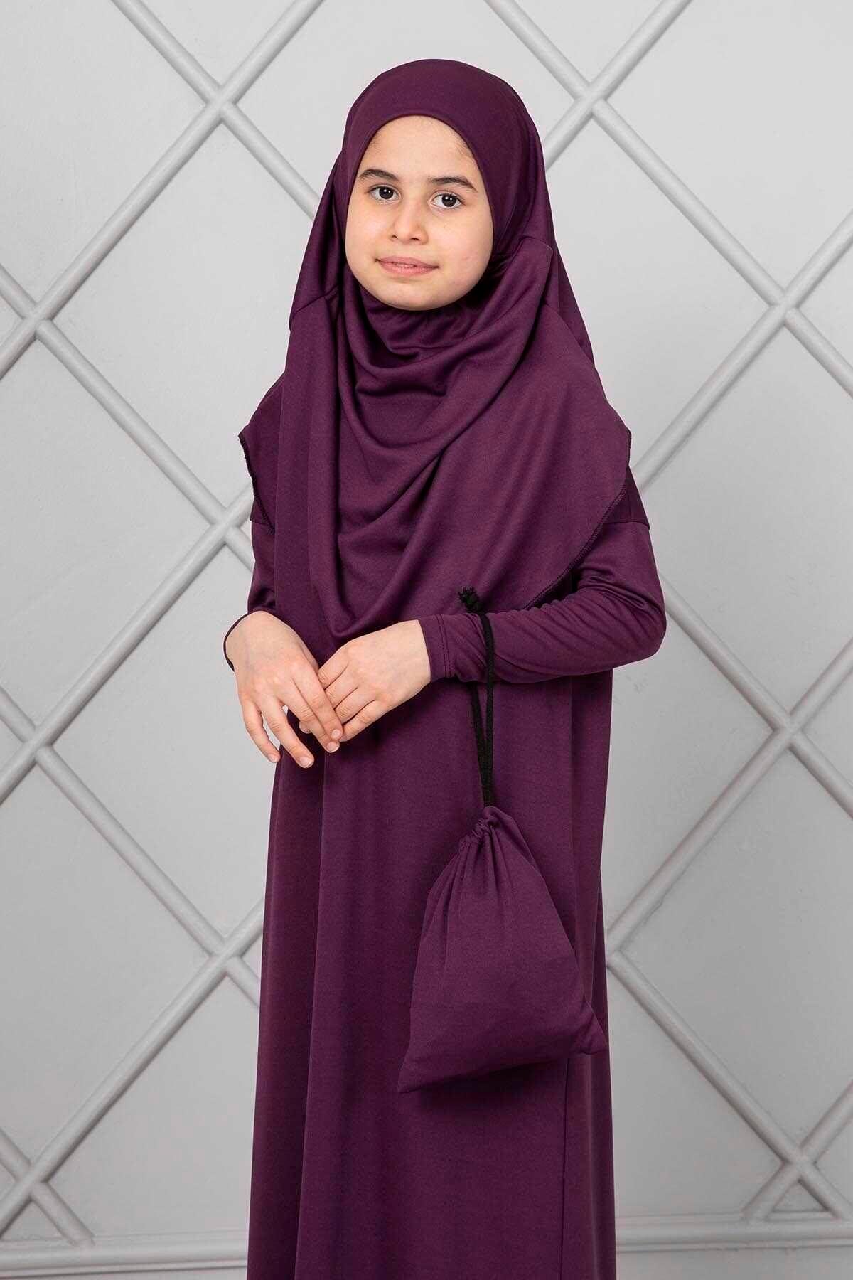 Tesettür Çocuk Namaz Elbisesi Fuşya