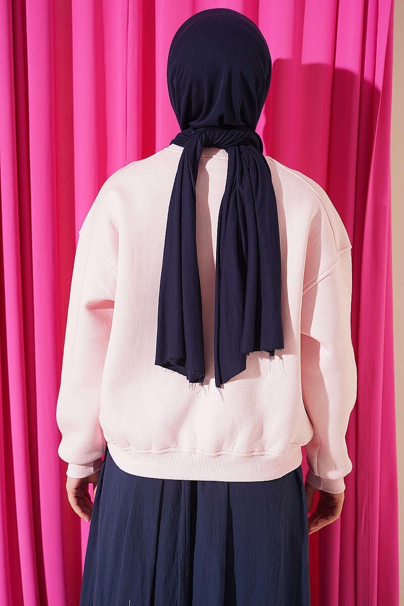 Üç İplik Şardonlu Sweatshirt Pembe