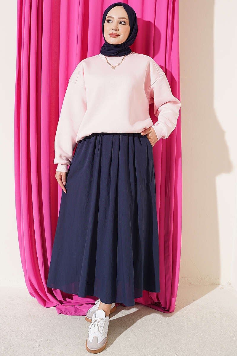 Üç İplik Şardonlu Sweatshirt Pembe