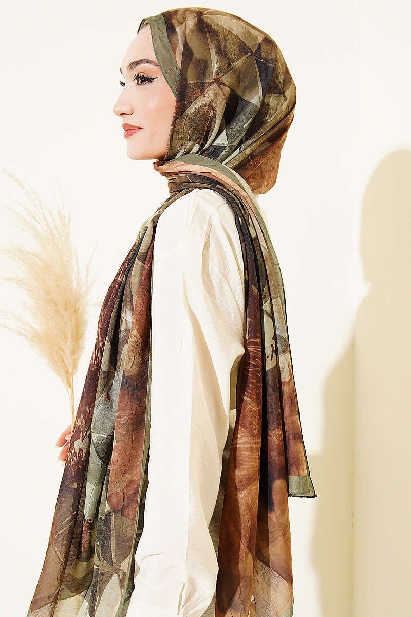 Üçgen Desen Bambu Kraş Şal Yeşil