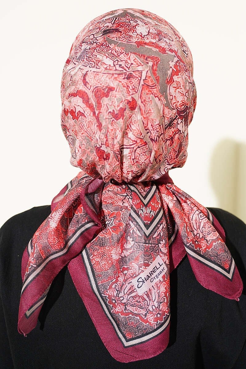 Velora Desenli Soft Eşarp Bordo