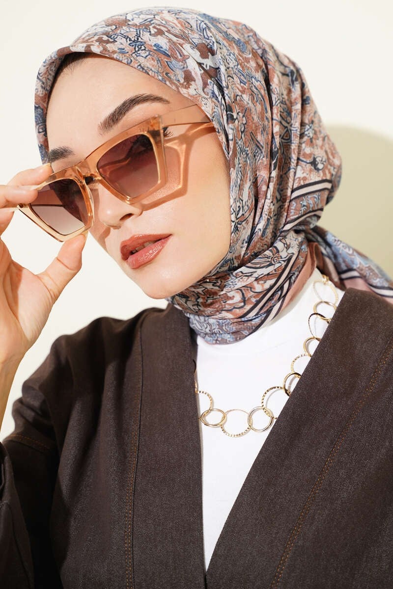 Velora Desenli Soft Eşarp Latte