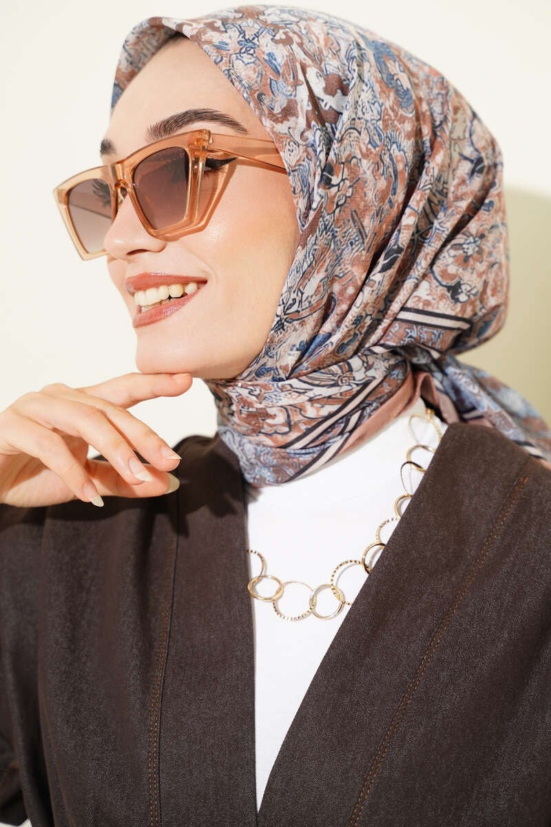 Velora Desenli Soft Eşarp Latte