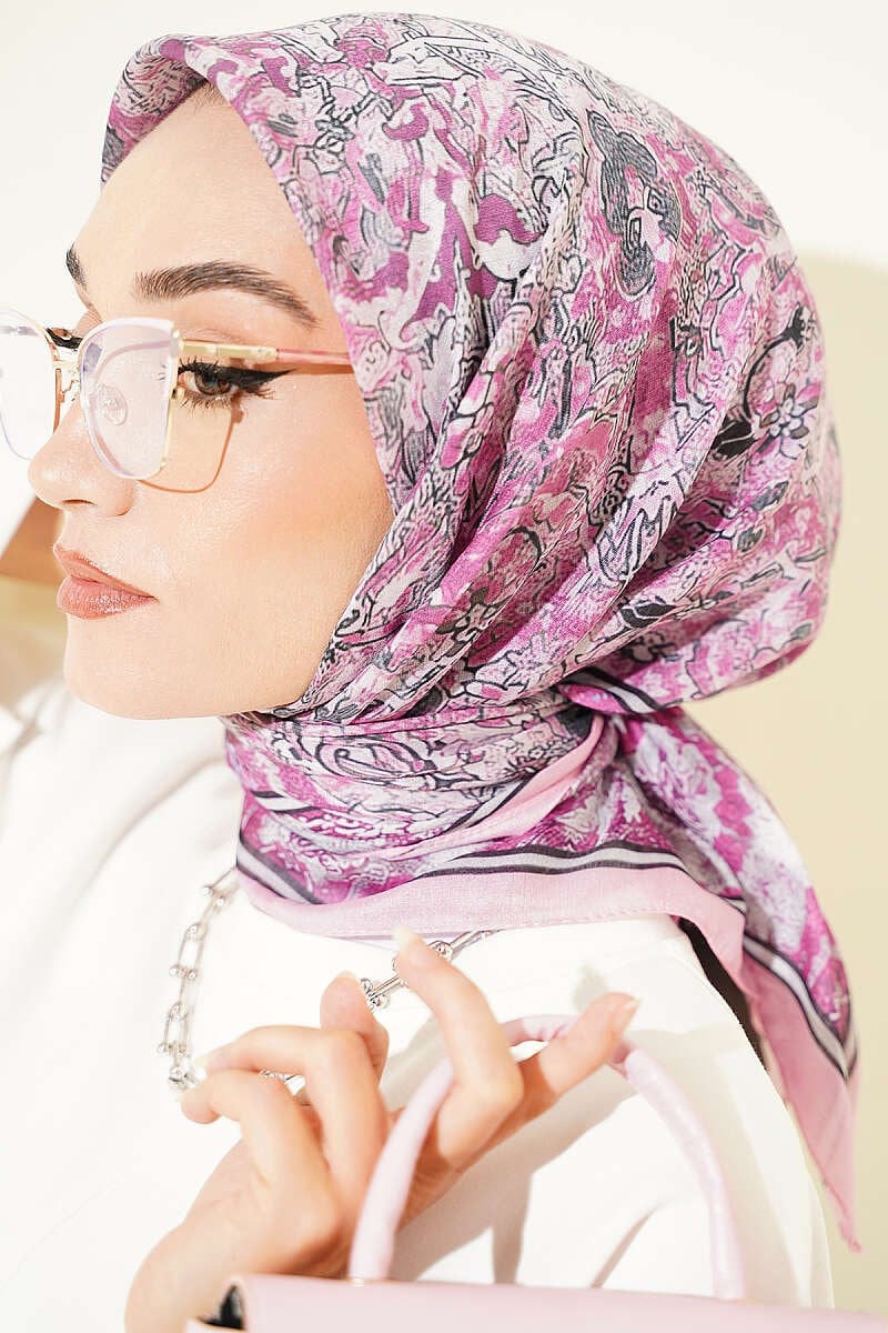 Velora Desenli Soft Eşarp Pembe