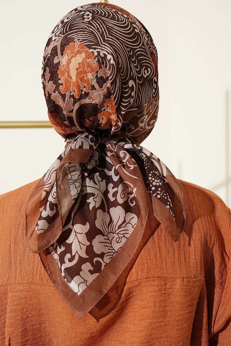 Vera Etnik Motifli Eşarp Camel