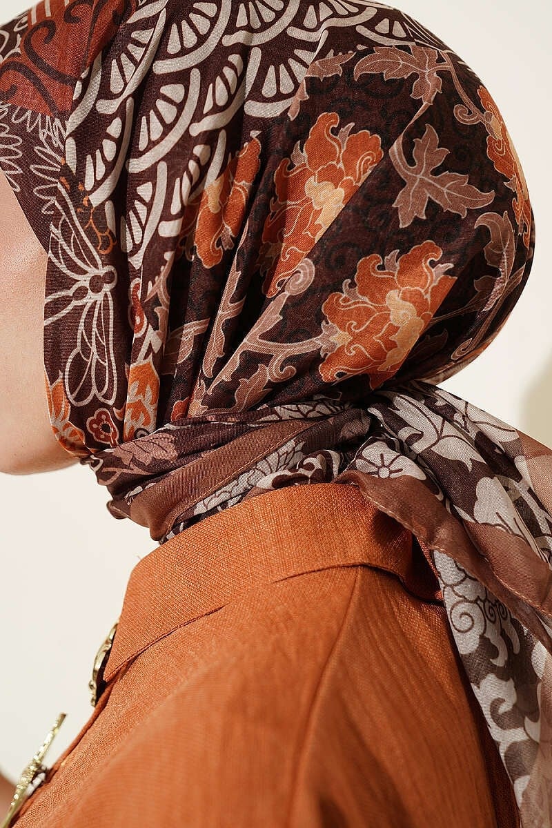 Vera Etnik Motifli Eşarp Camel