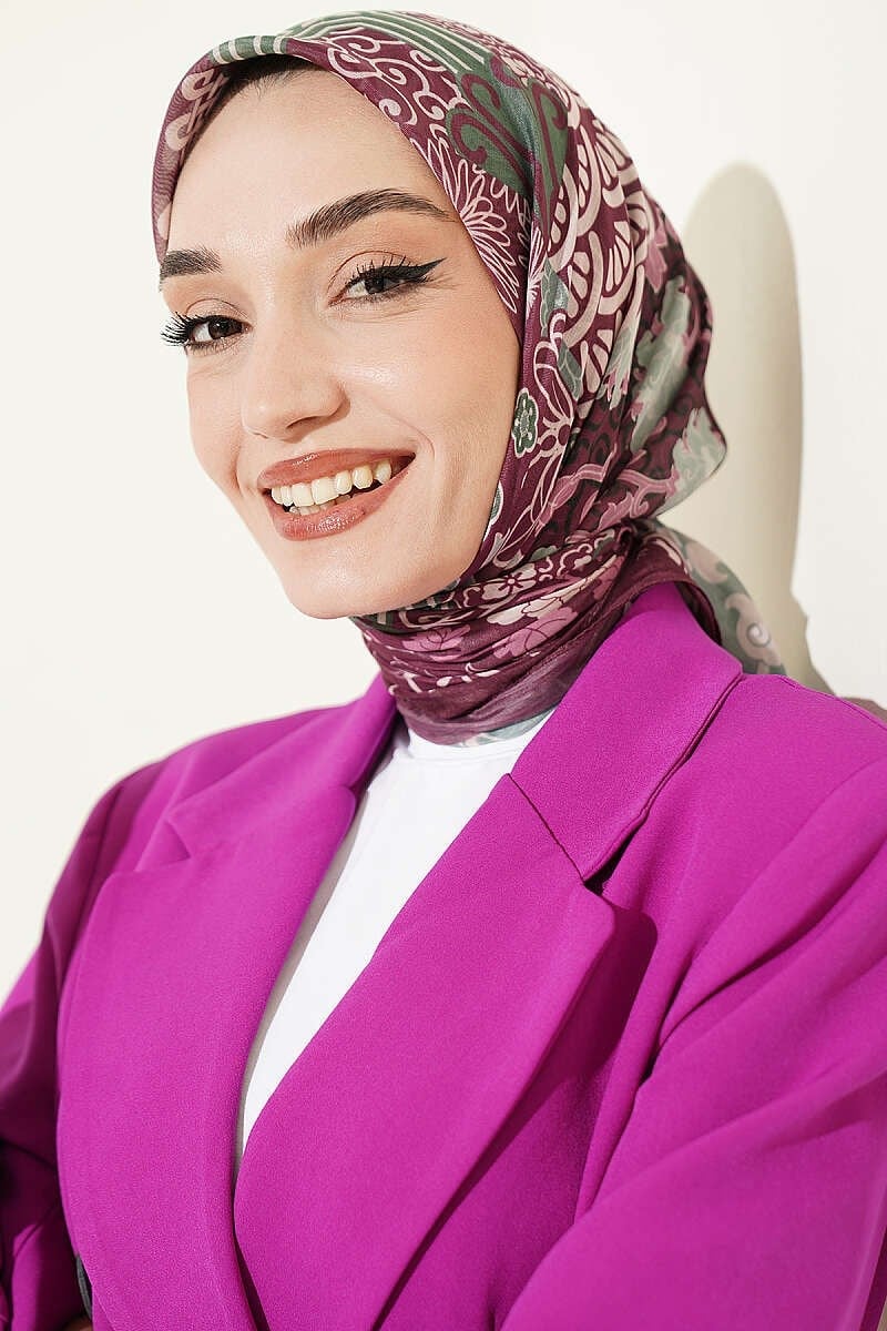 Vera Etnik Motifli Eşarp Magenta