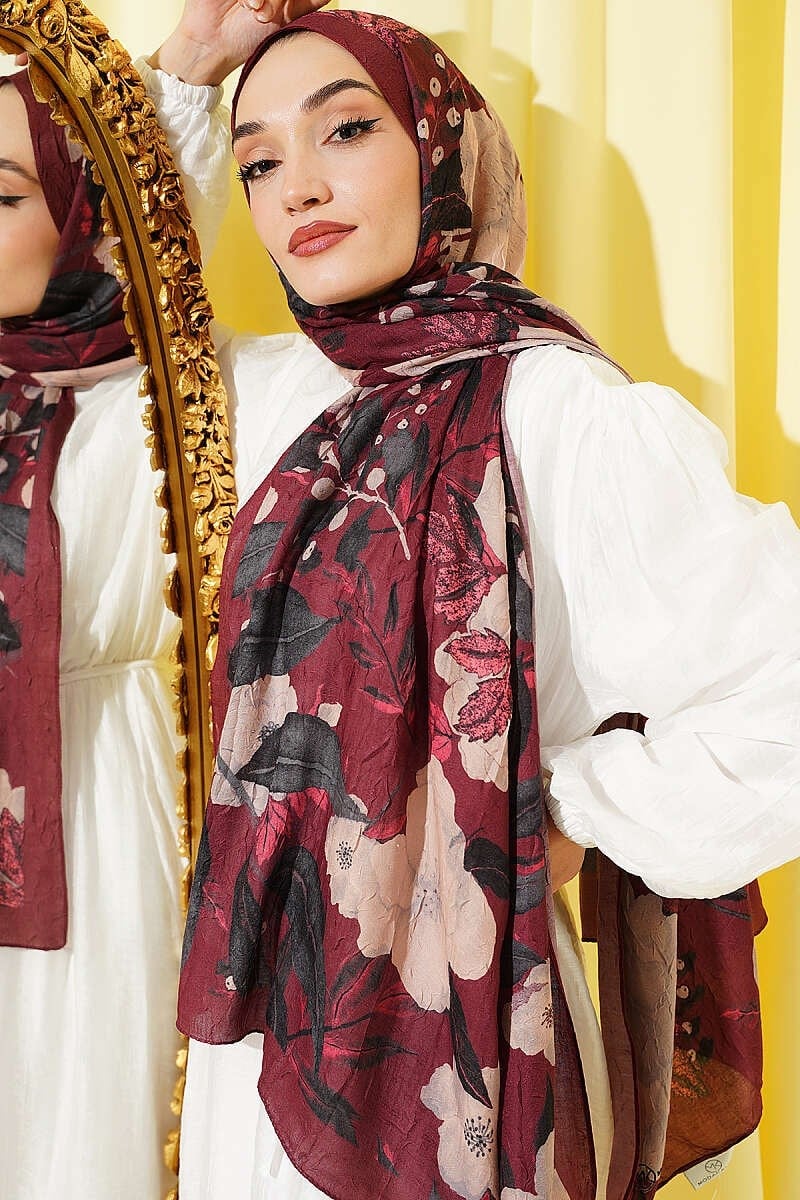 Violet Liva Modal Kraş Şal Bordo