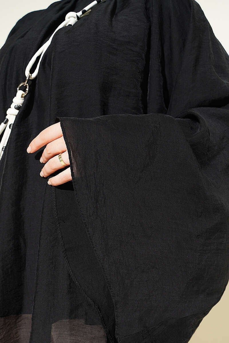 Yaka Büzgülü Oversize Tunik Siyah