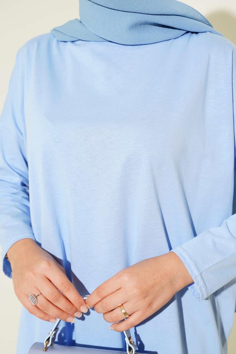 Yan Yırtmaçlı Basic Tunik Bebe Mavi