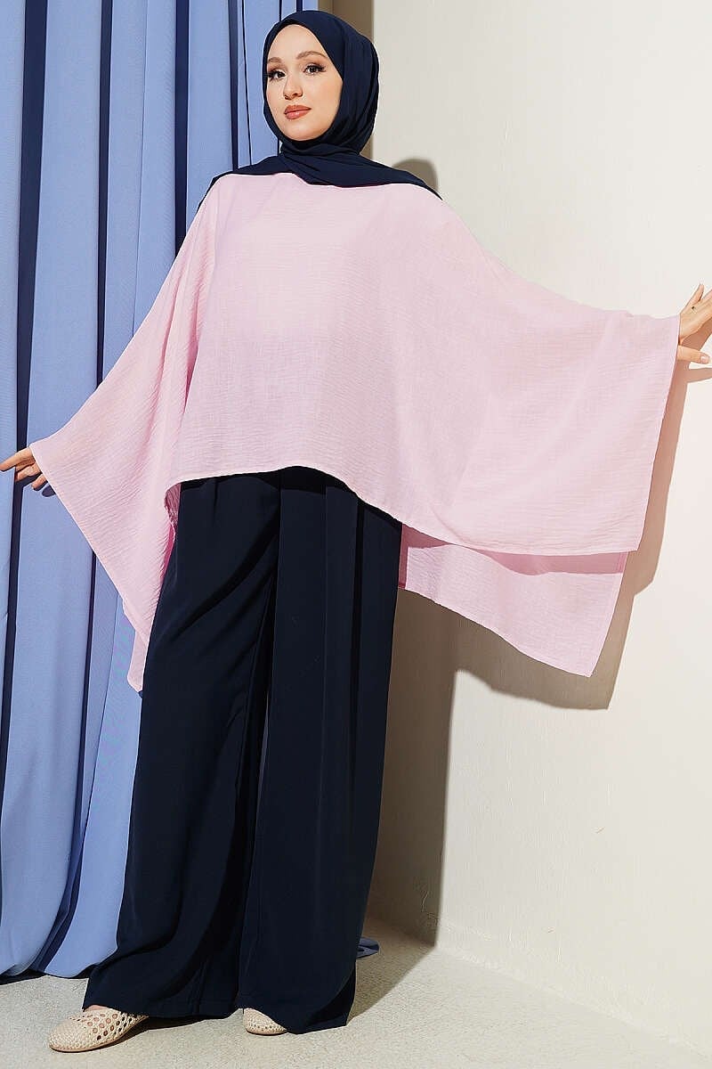 Yarasa Kol Basic Bluz Pembe