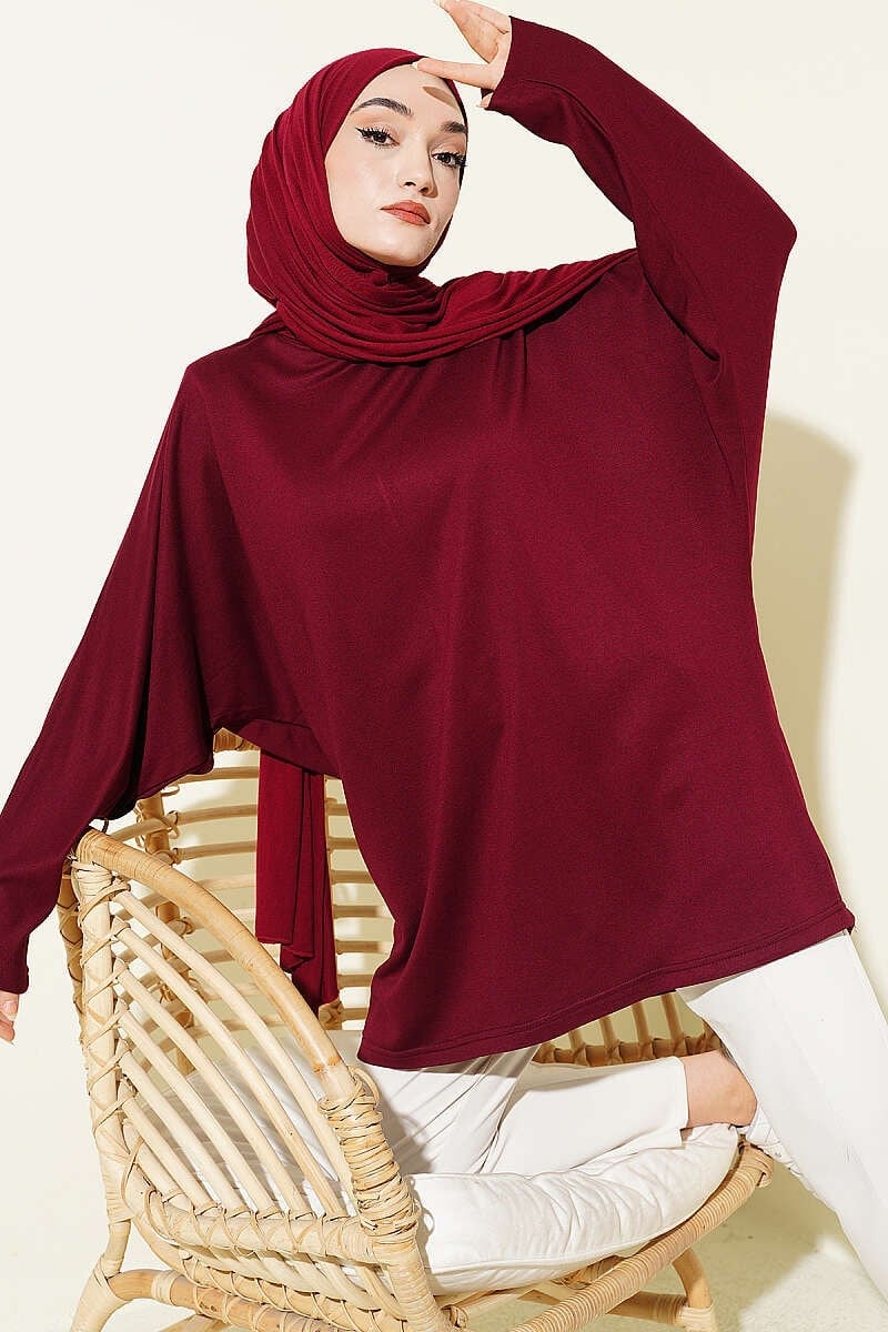 Yarasa Kol Basic Loyşa Tunik Bordo