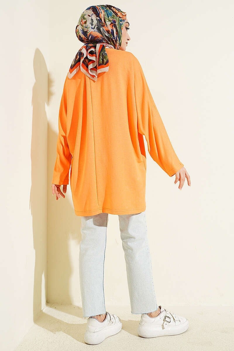Yarasa Kol Basic Loyşa Tunik Oranj