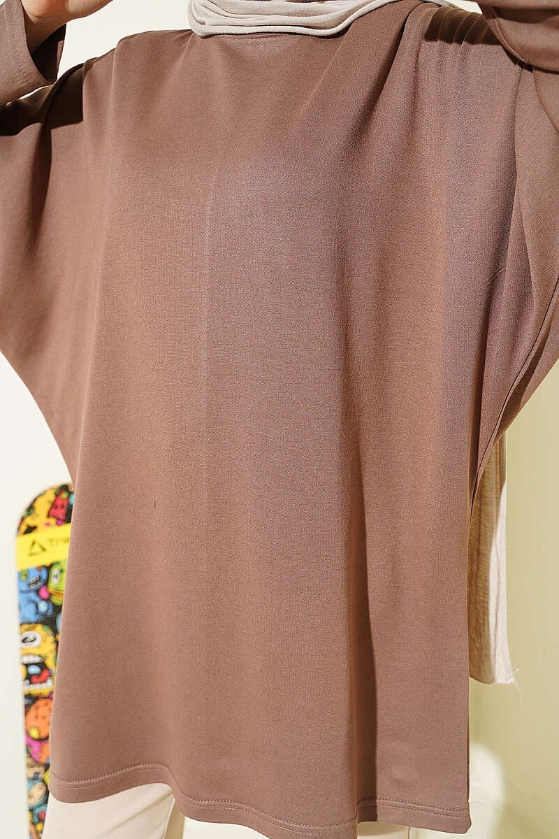 Yarasa Kol Basic Loyşa Tunik Vizon