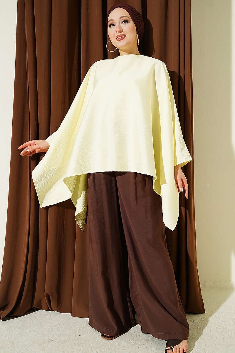 Yarasa Kol Oversize Bluz Sarı