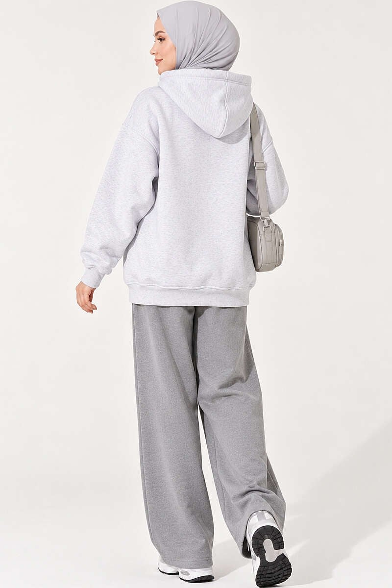 Yıldız Armalı Üç İplik Sweatshirt Gri