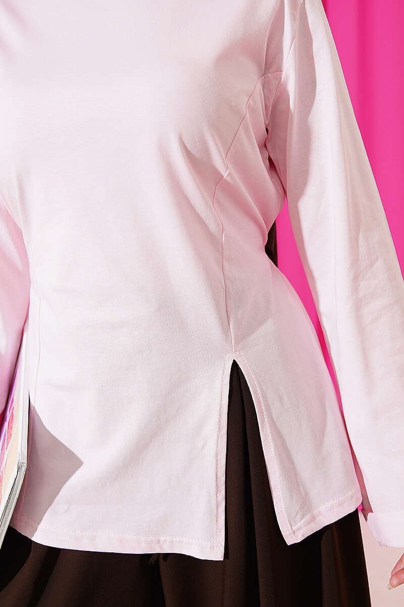 Yırtmaçlı Yanları İp Bağcıklı Tunik Pembe