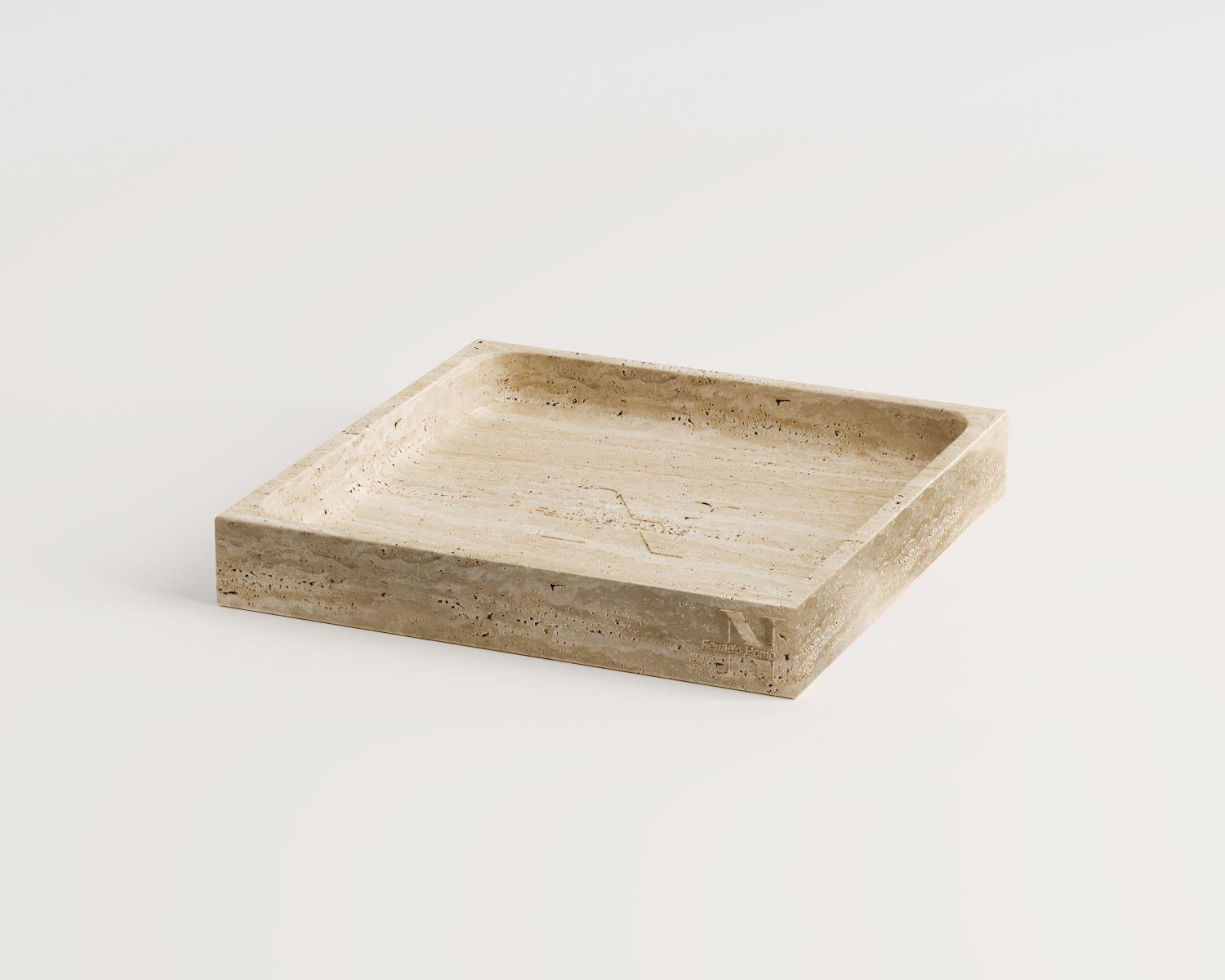 Daph-Plaque carrée en travertin