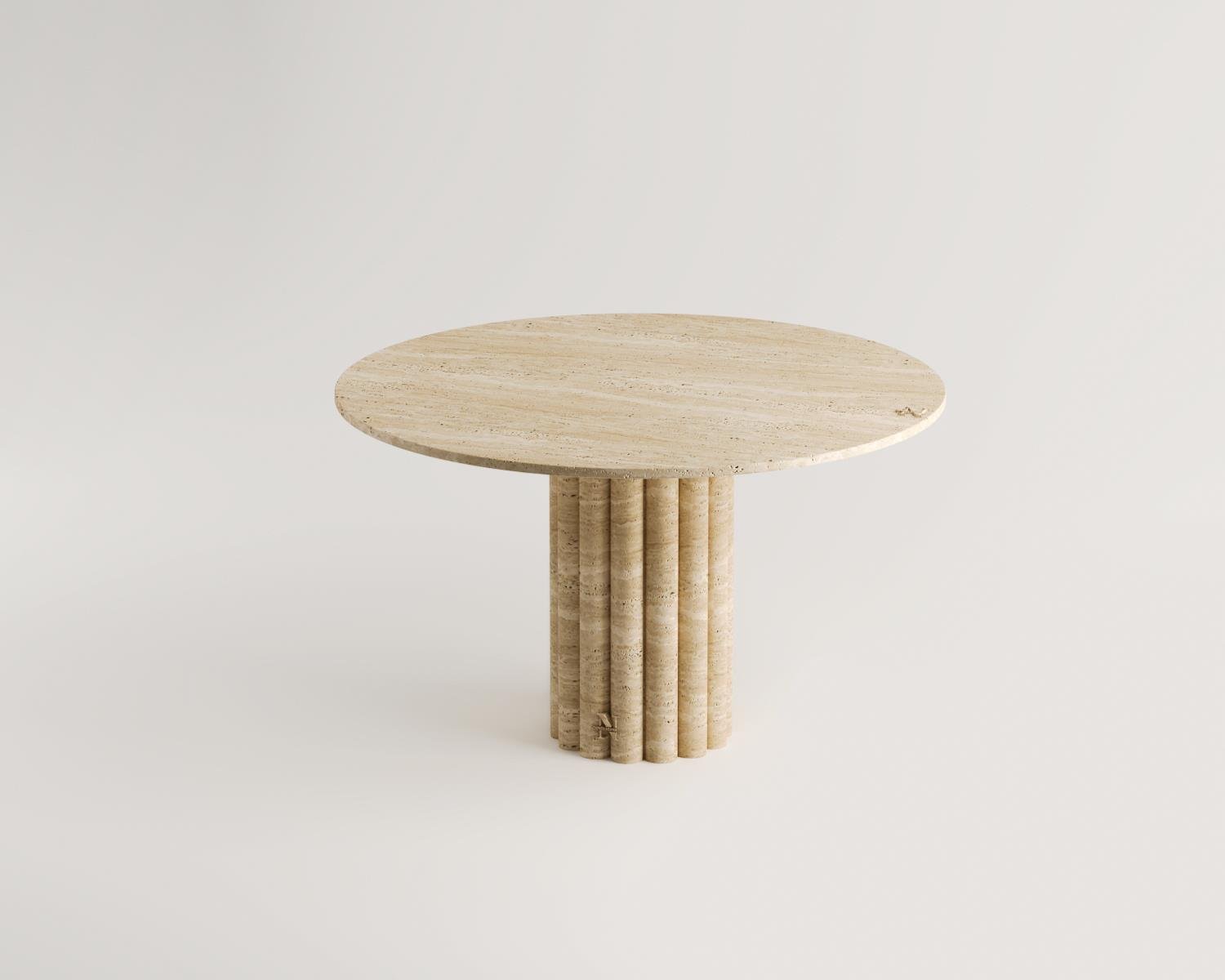 Diana-Table de salle à manger à colonnes rondes en travertin