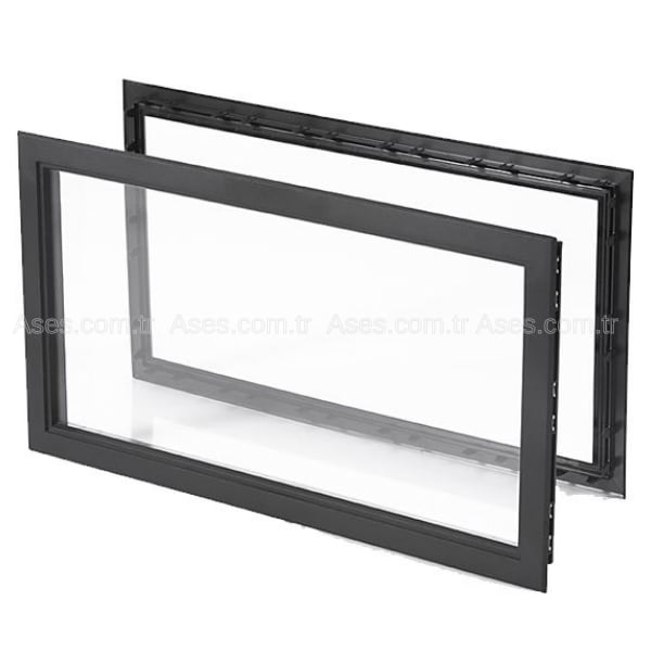 AsesASE.P2.635315SYHSeksiyonel Kapı Penceresi - Dikdörtgen Siyah Vidalı 665X345mm