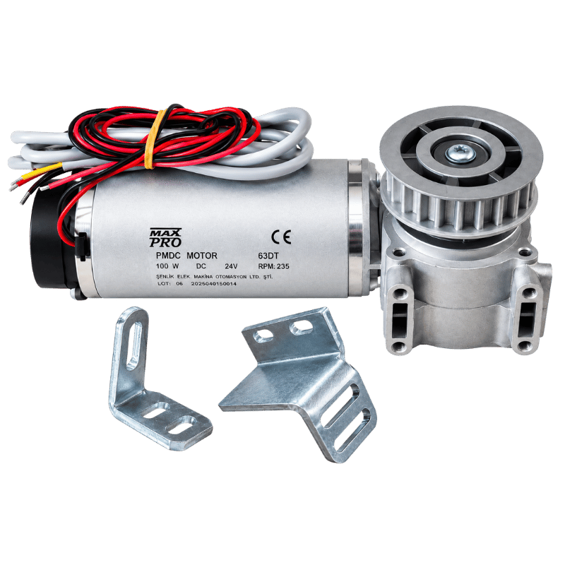 Masspro Otomatik Kapı Motoru DC 24V 100W – Kasnak Dahil Tam Set,ASE.KPM.DC24V
