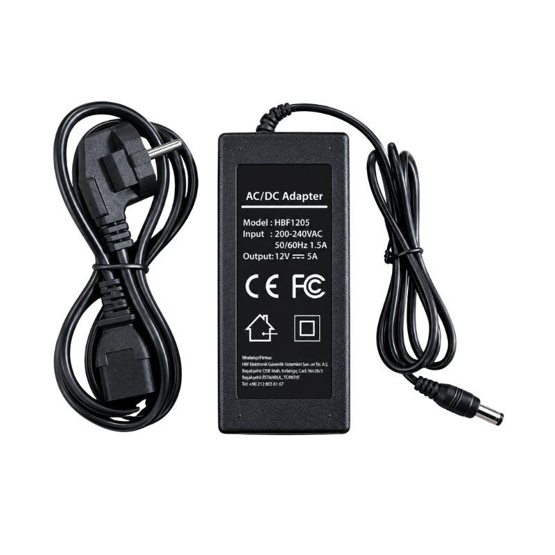 12V 5A 60W AC/DC Güç Adaptörü – Priz Tipi Yüksek Kapasiteli Güç Kaynağı,12VDC.3A.H05