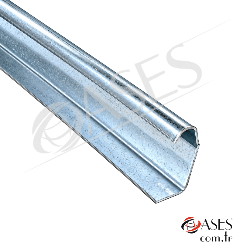 Seksiyonel Kapı Galvanizli Düz Rayı – 53,5 × 26 × 2 mm, 1 Metre,ASE.2V.1000