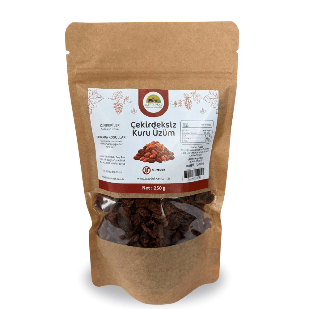 Çekirdeksiz Kuru Üzüm 250 grKuruyemişler