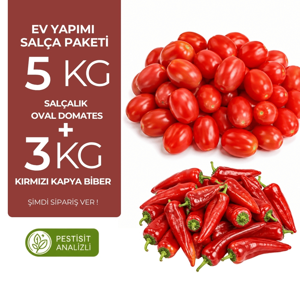 Ev Yapımı Salça Paketi 8 Kg | Salçalık Domates & Kırmızı Kapya BiberSebzeler ve Yeşillikler