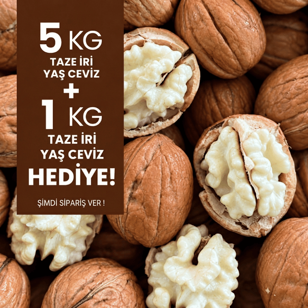 Taze İri Ceviz (Yaş Ceviz) 5 kg alana 1 kg HediyeMevsim Meyveleri
