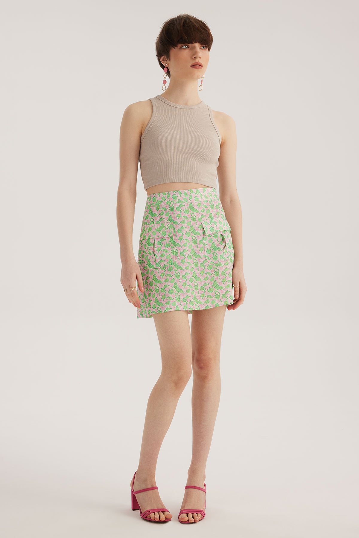 Multicolored Double Pocket Mini Skirt 