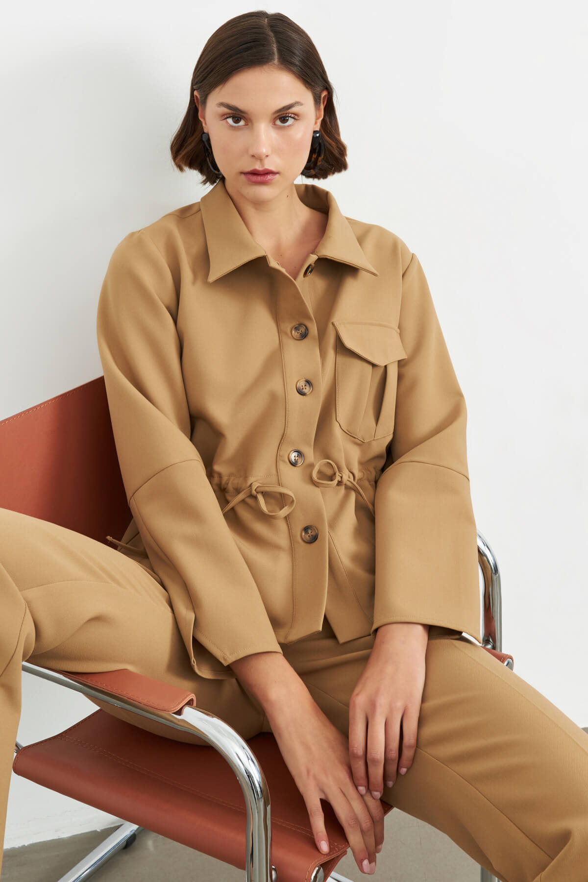 Brown Draped Jacket