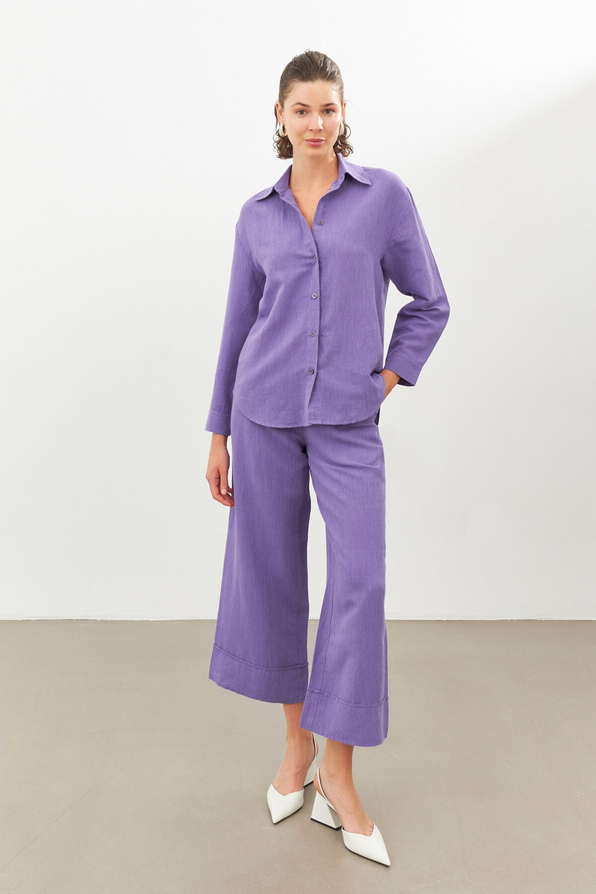 Purple Linen Oversize Shirt