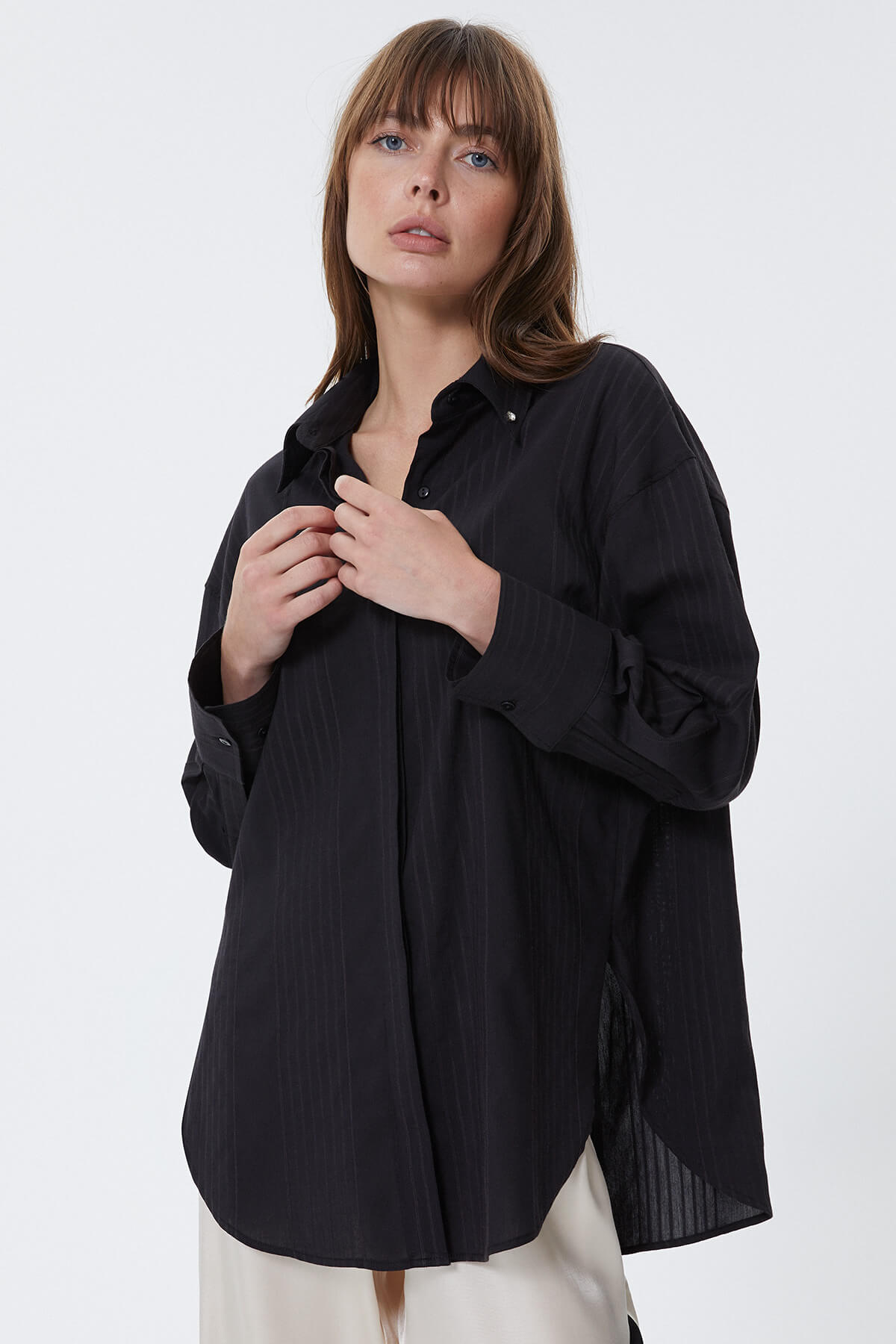 Siyah Oversize Gömlek